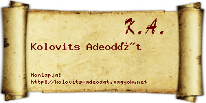 Kolovits Adeodát névjegykártya